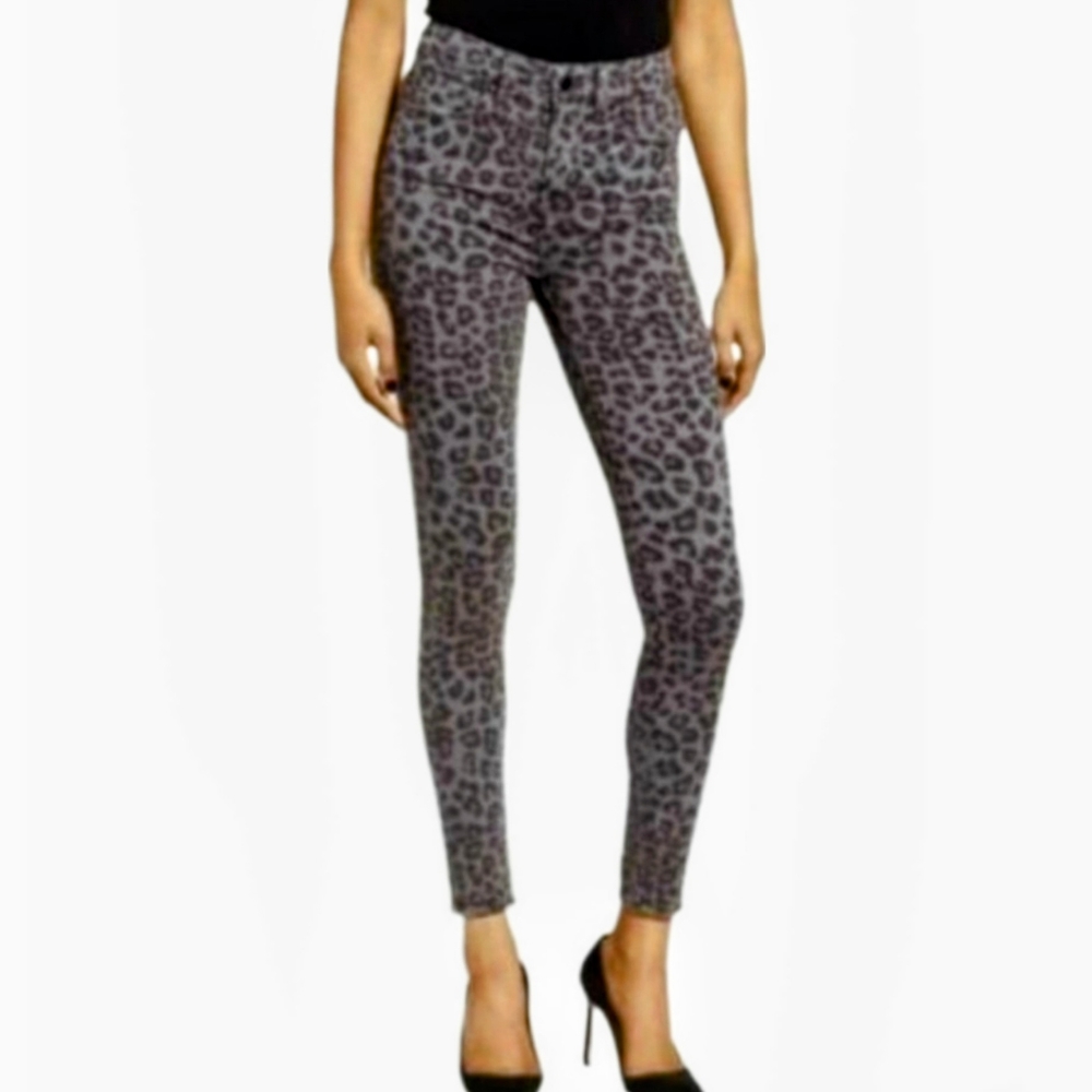 Good American Good Legs Grey Leopard Print Skinny Jeans